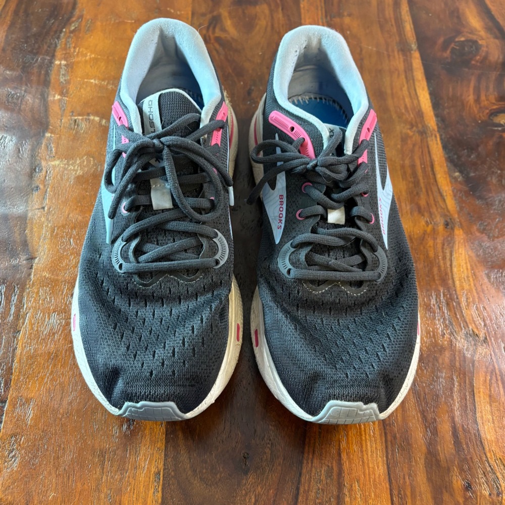Brooks Ghost Max Womens 9.5 Wide Running Shoe Black Pink 1203951D082 DNA LOFT v2